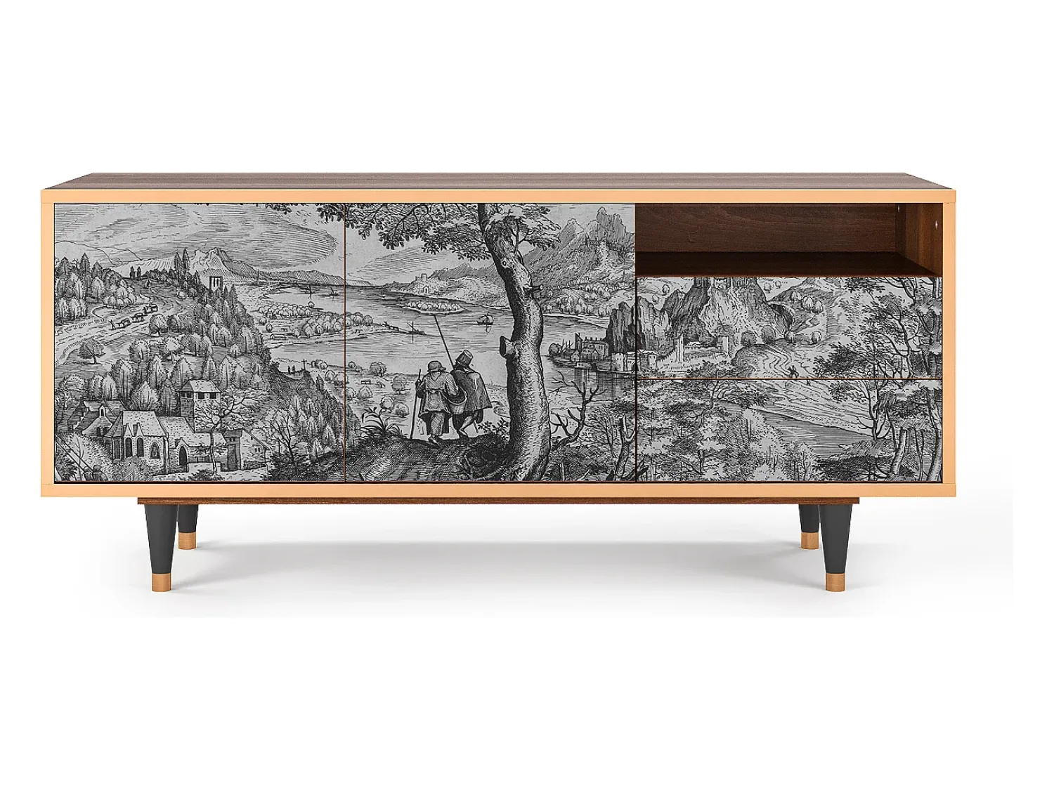 Móvel De Tv* Mueble de TV - 125х56х41 cm - T7 - Milites Requiescentes, Nogueira Castanho