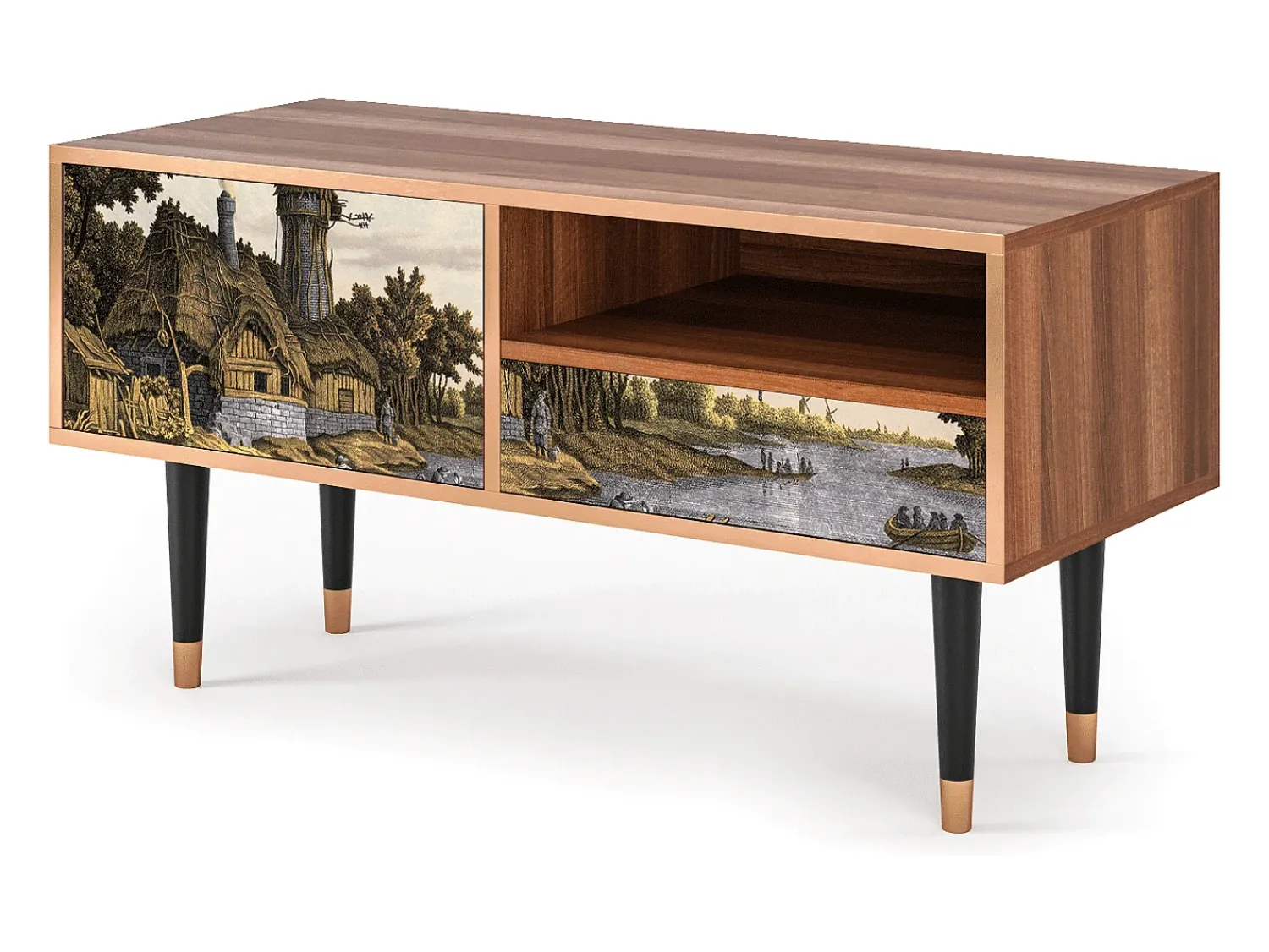 Mueble de TV - 115х59х48 cm - T3 - Mill along a River, Nogueira^ Móvel De Tv