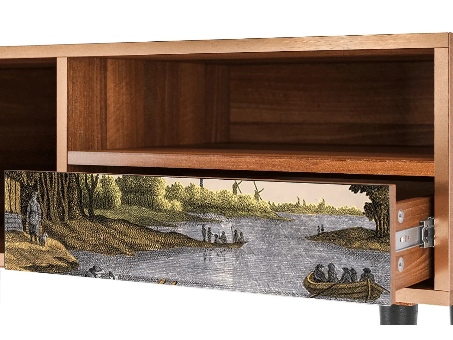 Mueble de TV - 115х59х48 cm - T3 - Mill along a River, Nogueira^ Móvel De Tv