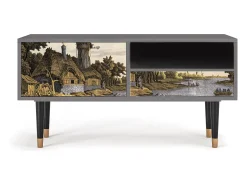 Móvel De Tv* Mueble de TV - 115х59х48 cm - T3 - Mill along a River, Cinza Cinzento