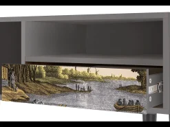Móvel De Tv* Mueble de TV - 115х59х48 cm - T3 - Mill along a River, Cinza Cinzento