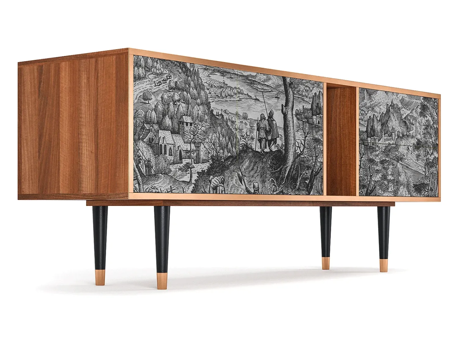 Móvel De Tv| Mueble de TV - 170х69х48 cm - T1 - Milites Requiescentes, Nogueira Castanho