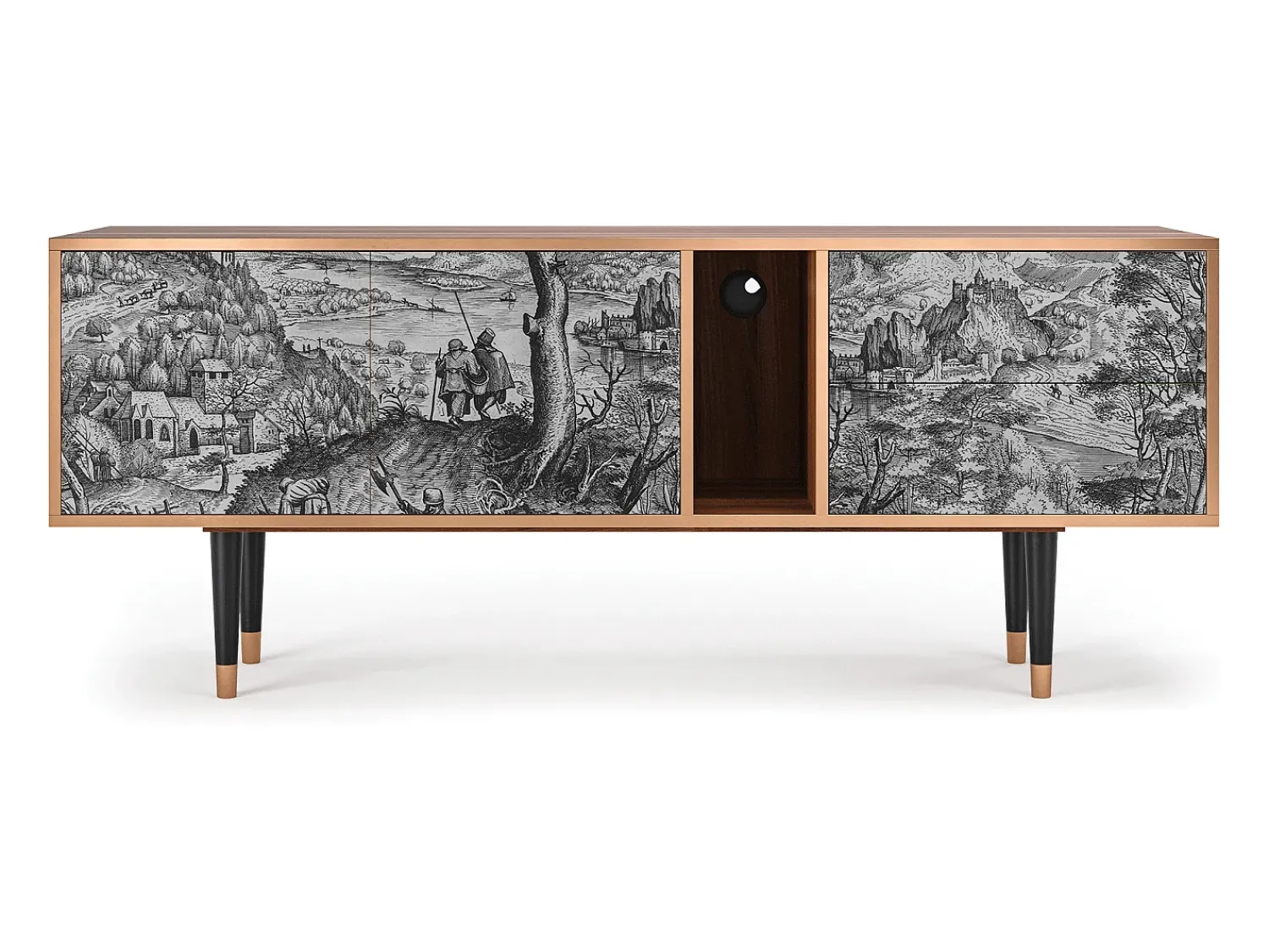 Móvel De Tv| Mueble de TV - 170х69х48 cm - T1 - Milites Requiescentes, Nogueira Castanho