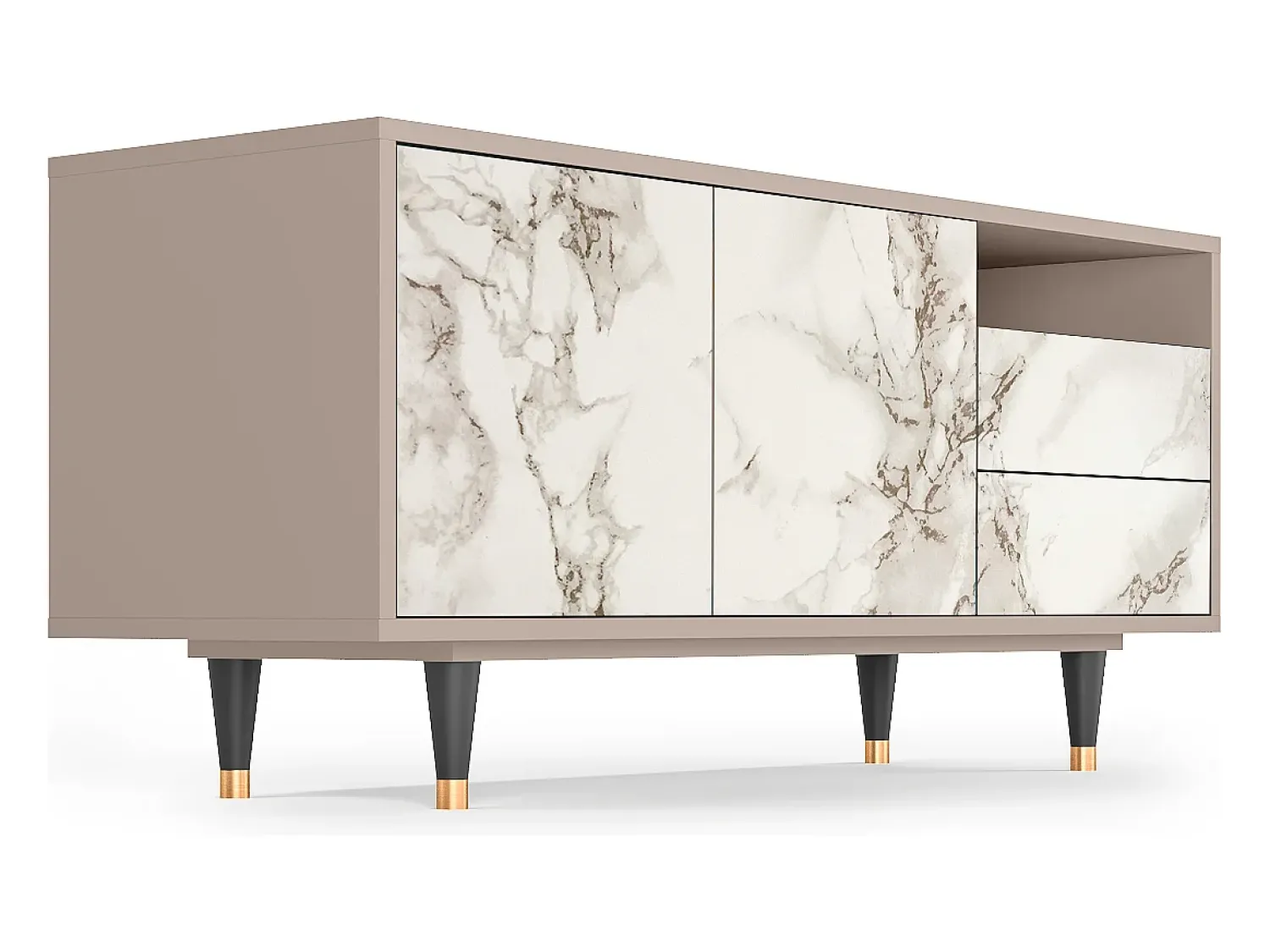 Móvel De Tv| Mueble de TV - 125х56х41 cm - T7 - Milk Marble, Latte Bege