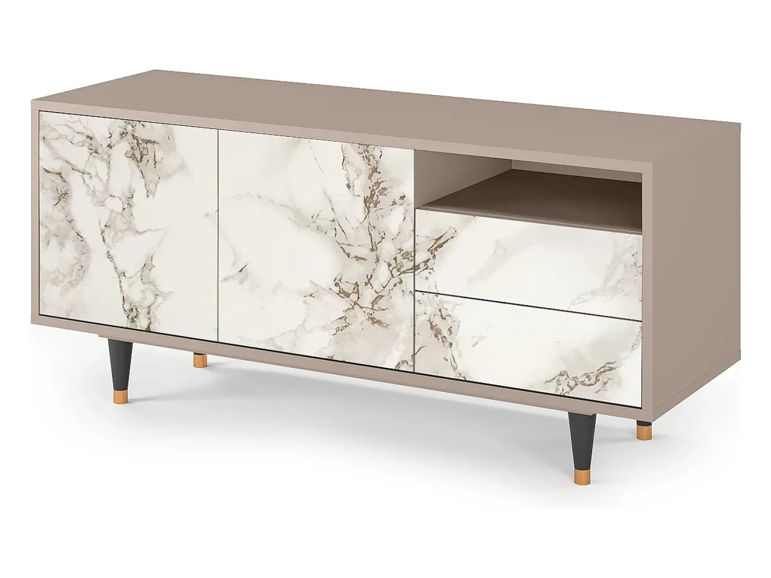 Móvel De Tv| Mueble de TV - 125х56х41 cm - T7 - Milk Marble, Latte Bege