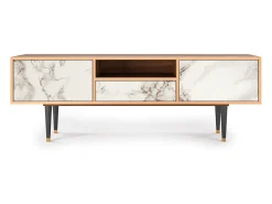 Móvel De Tv| Mueble de TV - 170х59х41 cm - T6 - Milk Marble, Nogueira Castanho