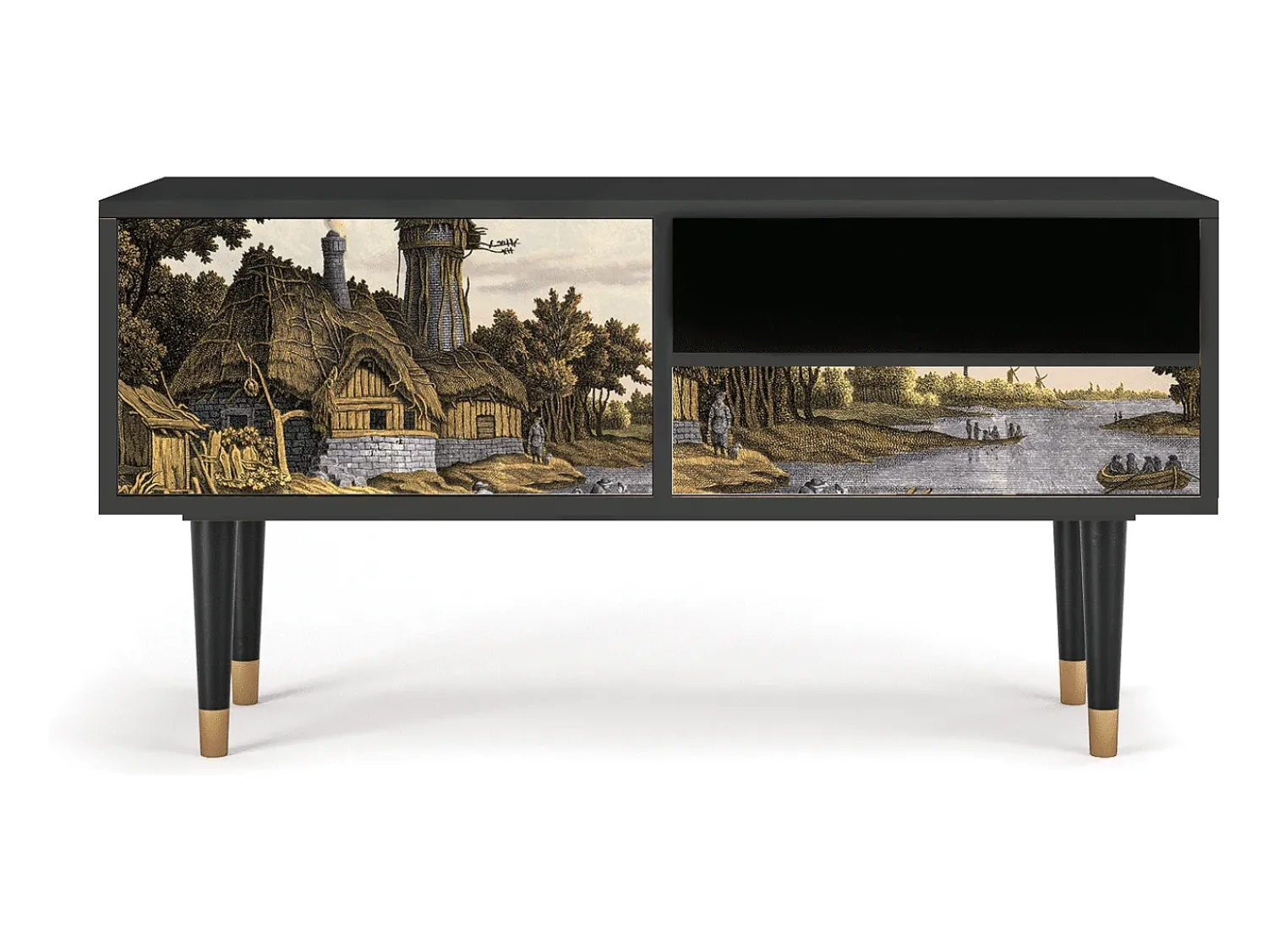 Móvel De Tv| Mueble de TV - 115х59х48 cm - T3 - Mill along a River, Antracite Cinza antracite