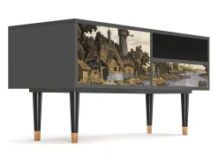 Móvel De Tv| Mueble de TV - 115х59х48 cm - T3 - Mill along a River, Antracite Cinza antracite