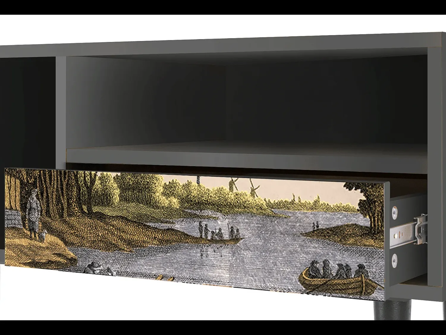 Móvel De Tv| Mueble de TV - 115х59х48 cm - T3 - Mill along a River, Antracite Cinza antracite