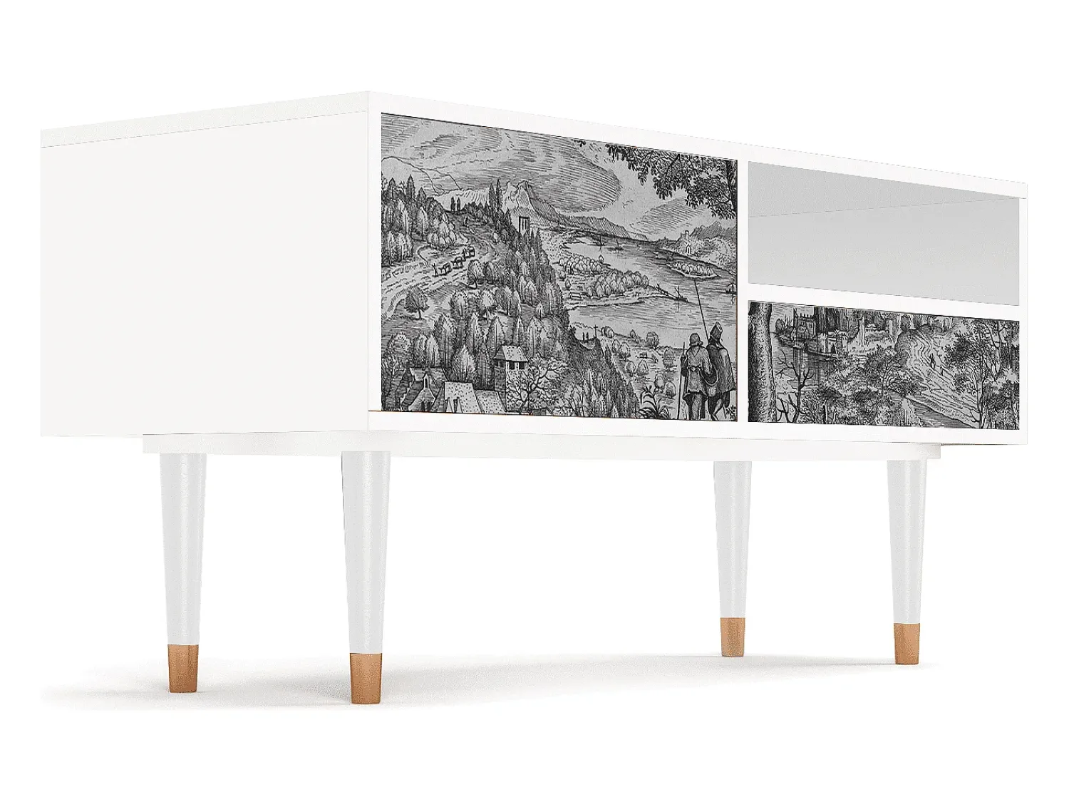 New Mueble de TV - 115х59х48 cm - T3 - Milites Requiescentes, Branco Bege