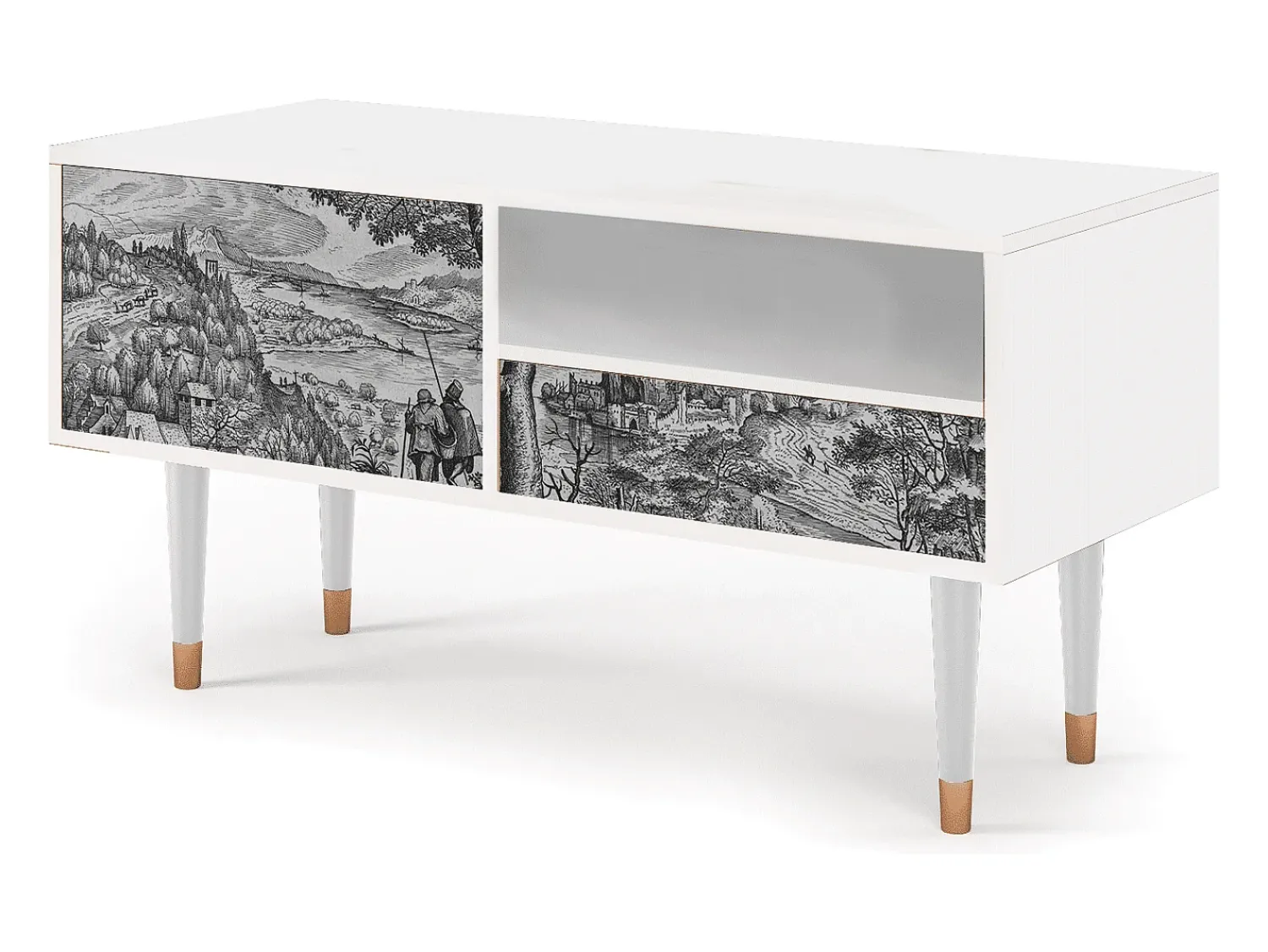 New Mueble de TV - 115х59х48 cm - T3 - Milites Requiescentes, Branco Bege