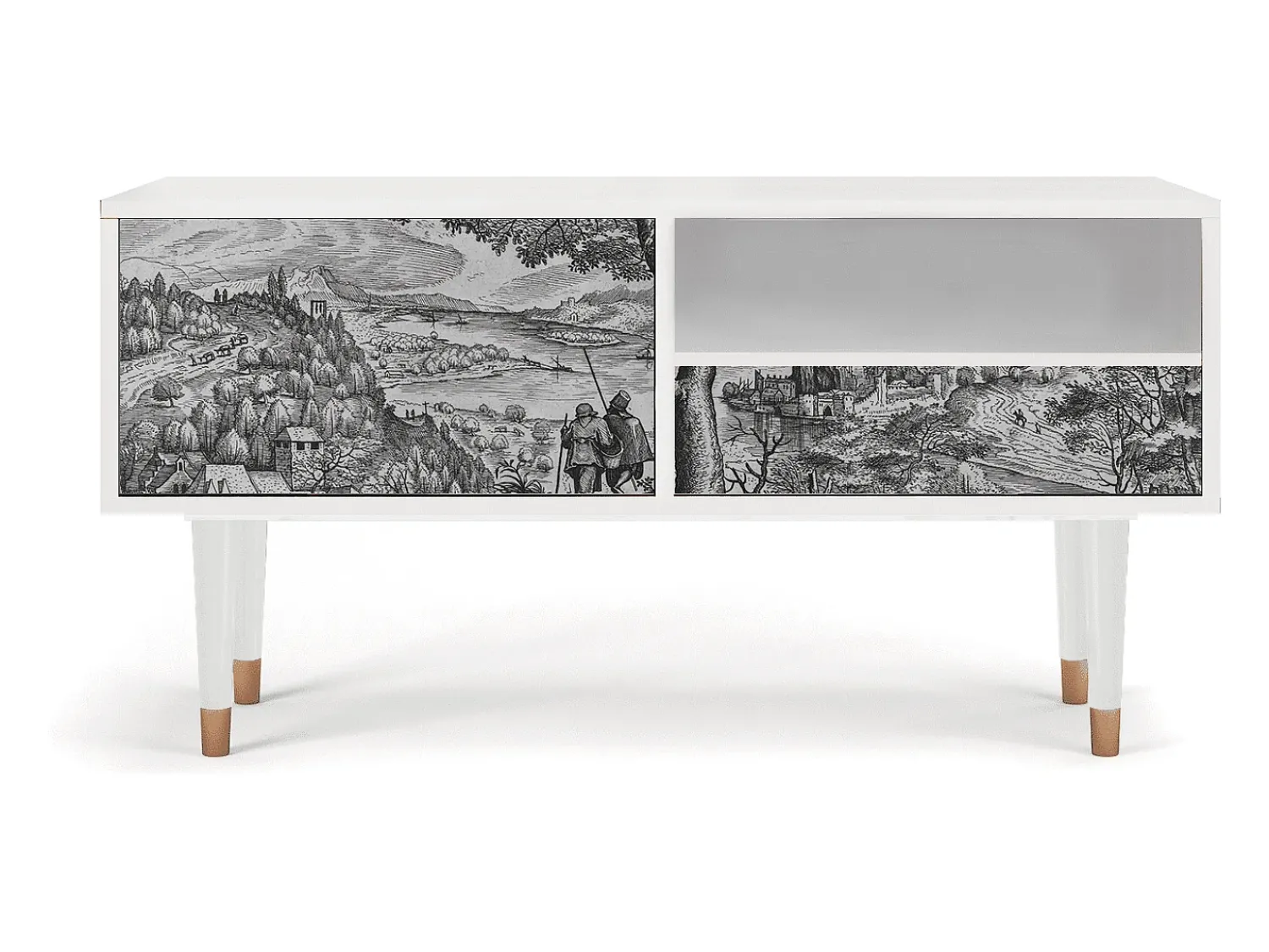 New Mueble de TV - 115х59х48 cm - T3 - Milites Requiescentes, Branco Bege
