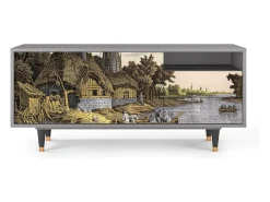 Mueble de TV - 125х56х41 cm - T7 - Mill along a River, Cinza^ Móvel De Tv