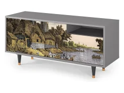 Mueble de TV - 125х56х41 cm - T7 - Mill along a River, Cinza^ Móvel De Tv