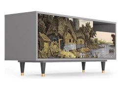 Mueble de TV - 125х56х41 cm - T7 - Mill along a River, Cinza^ Móvel De Tv