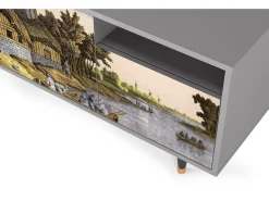 Mueble de TV - 125х56х41 cm - T7 - Mill along a River, Cinza^ Móvel De Tv