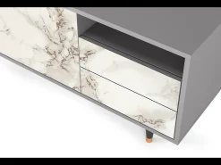 Móvel De Tv* Mueble de TV - 125х56х41 cm - T7 - Milk Marble, Cinza Cinzento