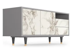 Móvel De Tv* Mueble de TV - 125х56х41 cm - T7 - Milk Marble, Cinza Cinzento