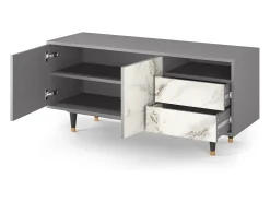 Móvel De Tv* Mueble de TV - 125х56х41 cm - T7 - Milk Marble, Cinza Cinzento