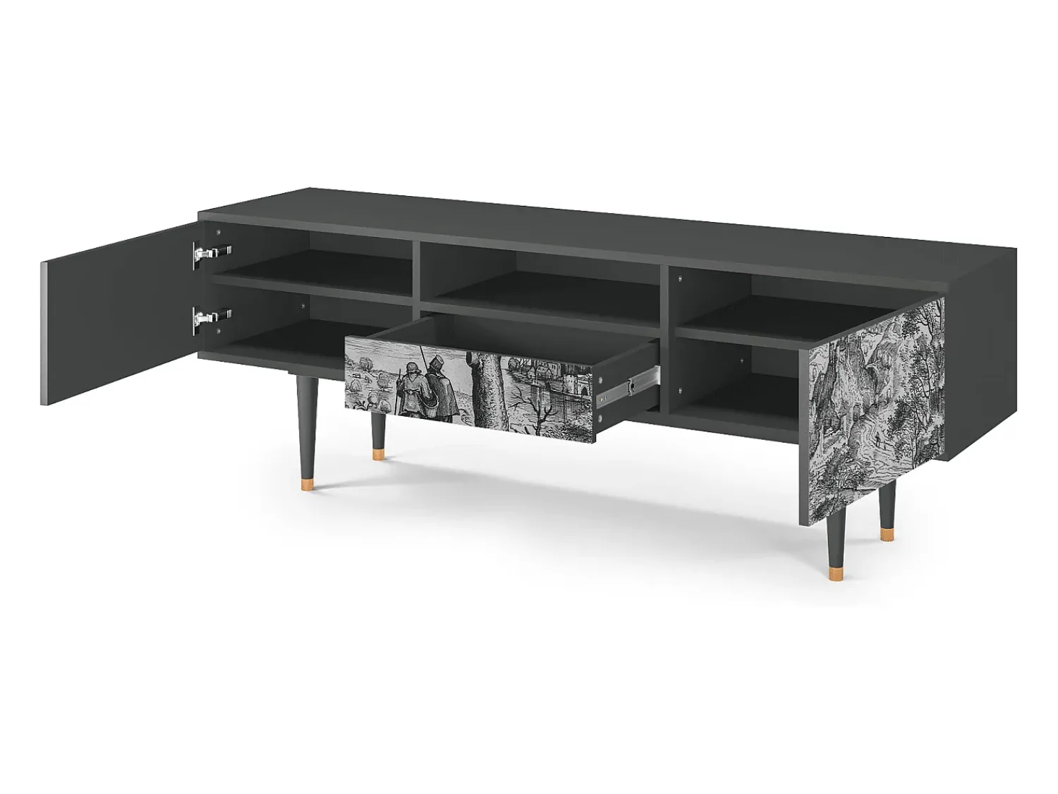 Mueble de TV - 170х59х41 cm - T6 - Milites Requiescentes, Antracite^ Móvel De Tv
