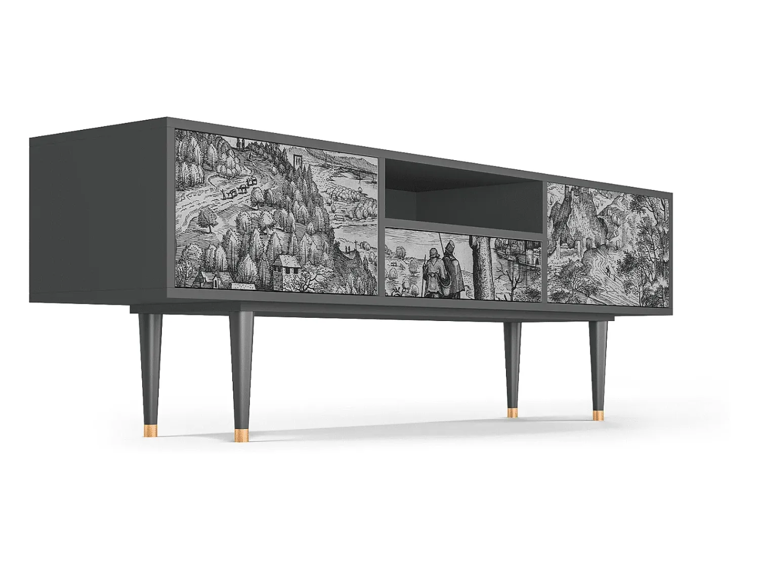 Mueble de TV - 170х59х41 cm - T6 - Milites Requiescentes, Antracite^ Móvel De Tv