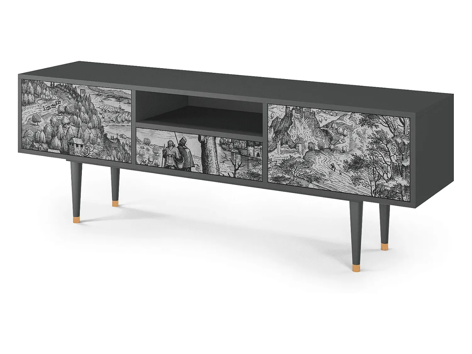 Mueble de TV - 170х59х41 cm - T6 - Milites Requiescentes, Antracite^ Móvel De Tv