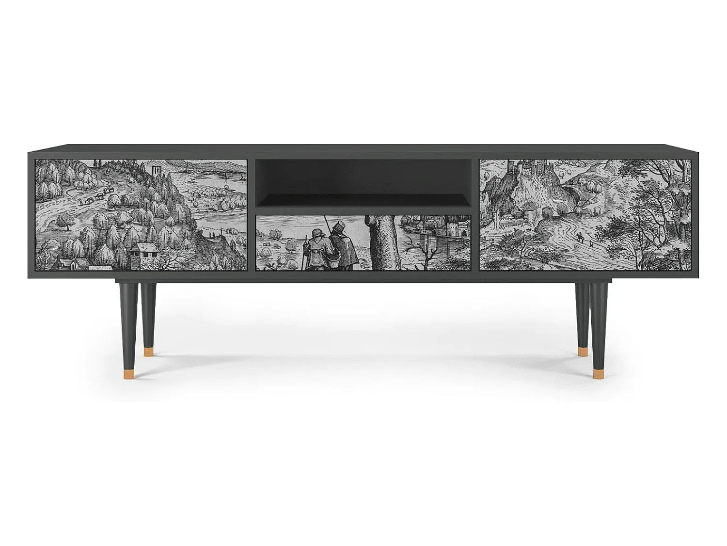Mueble de TV - 170х59х41 cm - T6 - Milites Requiescentes, Antracite^ Móvel De Tv