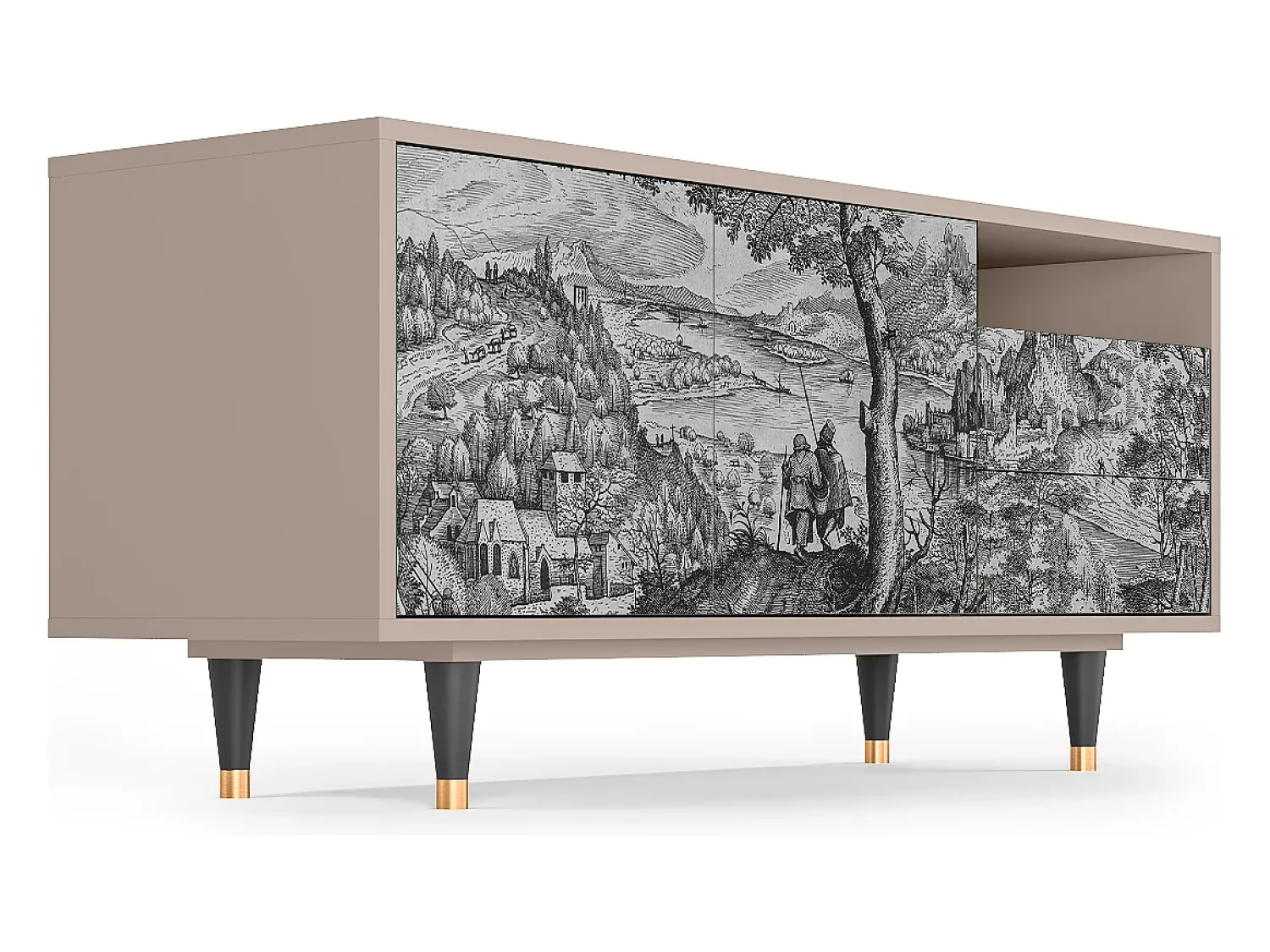 Móvel De Tv| Mueble de TV - 125х56х41 cm - T7 - Milites Requiescentes, Latte Bege