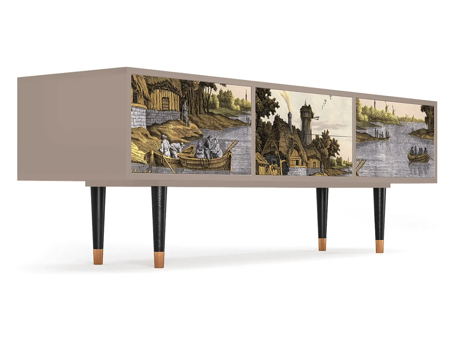 Móvel De Tv| Mueble de TV - 170х59х48 cm - T4 - Mill along a River, Latte Bege