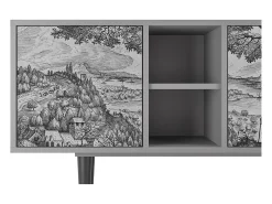 Móvel De Tv| Mueble de TV - 150х69х41 cm - T5 - Milites Requiescentes, Cinza Cinzento