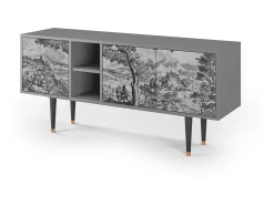 Móvel De Tv| Mueble de TV - 150х69х41 cm - T5 - Milites Requiescentes, Cinza Cinzento