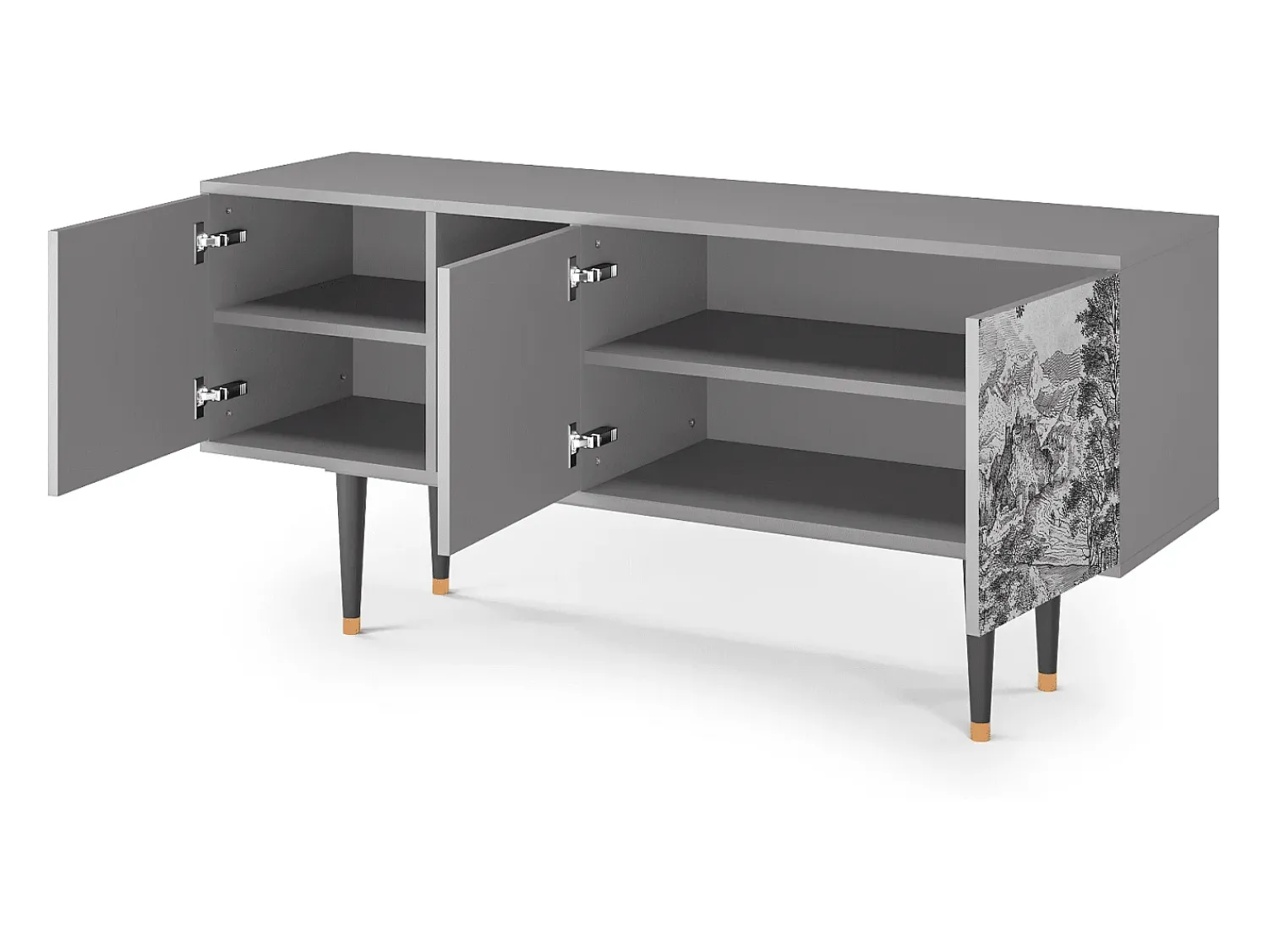 Móvel De Tv| Mueble de TV - 150х69х41 cm - T5 - Milites Requiescentes, Cinza Cinzento