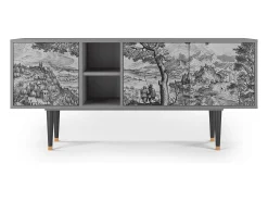 Móvel De Tv| Mueble de TV - 150х69х41 cm - T5 - Milites Requiescentes, Cinza Cinzento