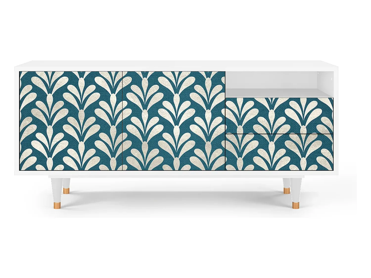 Mueble de TV - 125х56х41 cm - T7 - Milky Tears, Branco^ Móvel De Tv