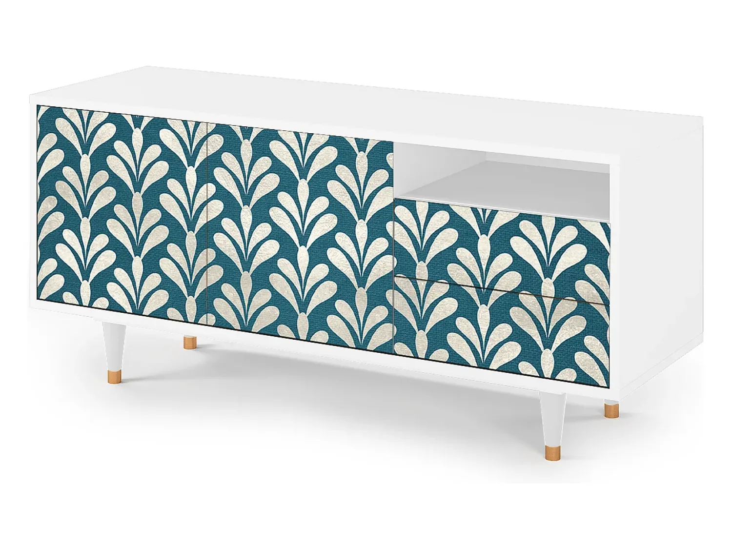 Mueble de TV - 125х56х41 cm - T7 - Milky Tears, Branco^ Móvel De Tv