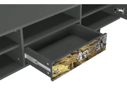 Móvel De Tv| Mueble de TV - 170х59х41 cm - T6 - Mill along a River, Antracite Cinza antracite