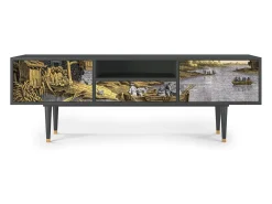 Móvel De Tv| Mueble de TV - 170х59х41 cm - T6 - Mill along a River, Antracite Cinza antracite