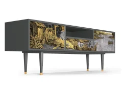 Móvel De Tv| Mueble de TV - 170х59х41 cm - T6 - Mill along a River, Antracite Cinza antracite