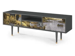 Móvel De Tv| Mueble de TV - 170х59х41 cm - T6 - Mill along a River, Antracite Cinza antracite