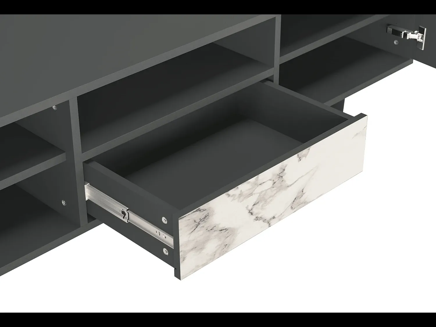 Móvel De Tv* Mueble de TV - 170х59х41 cm - T6 - Milk Marble, Antracite Cinza antracite