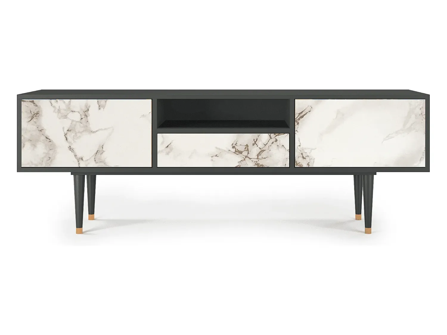 Móvel De Tv* Mueble de TV - 170х59х41 cm - T6 - Milk Marble, Antracite Cinza antracite