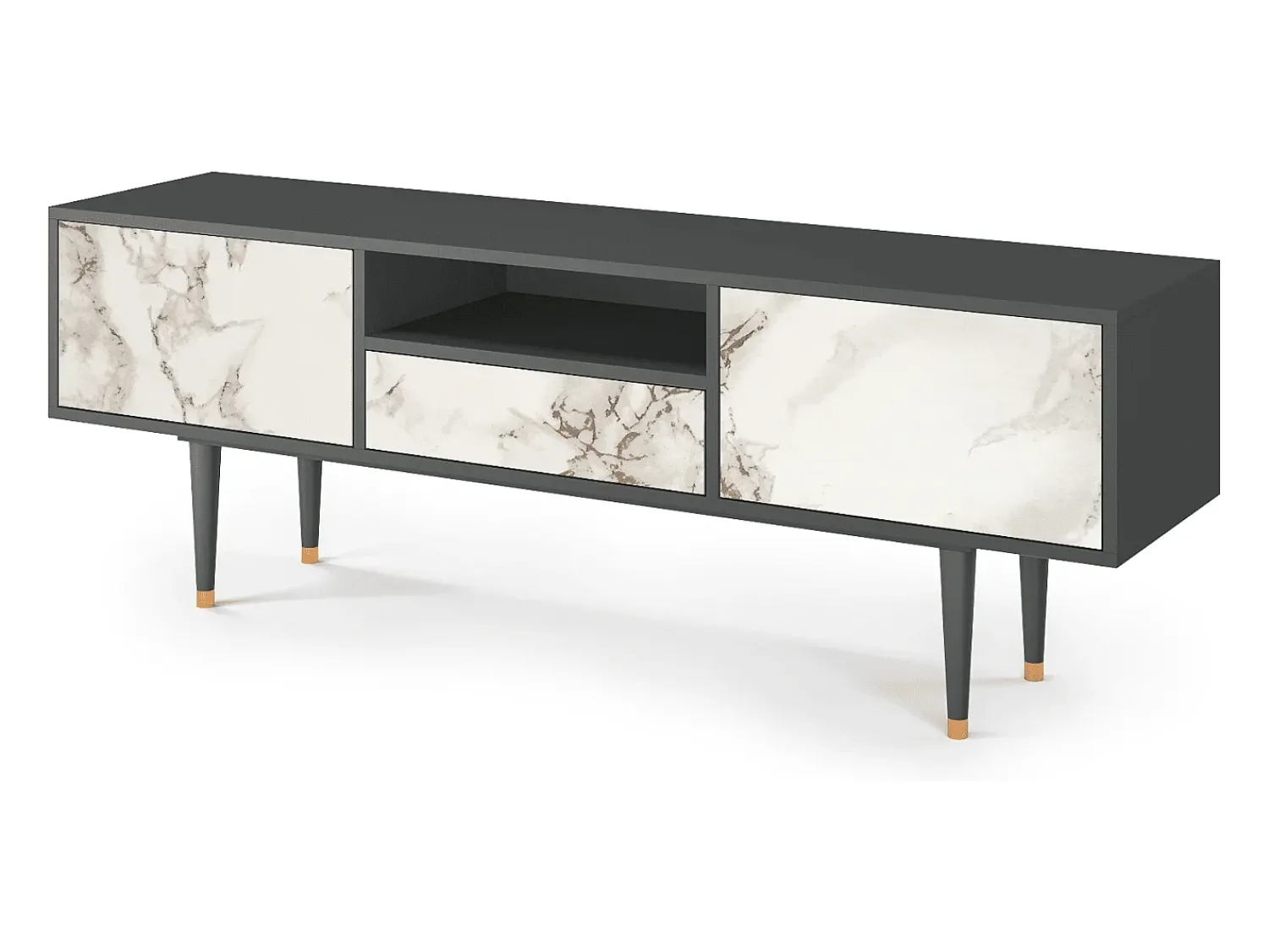 Móvel De Tv* Mueble de TV - 170х59х41 cm - T6 - Milk Marble, Antracite Cinza antracite