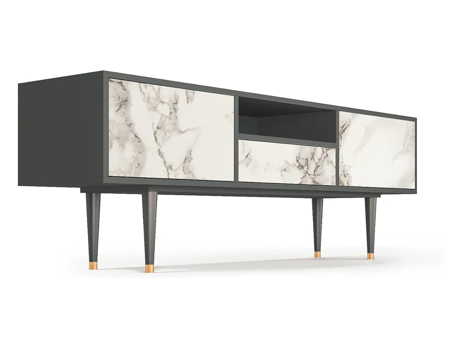 Móvel De Tv* Mueble de TV - 170х59х41 cm - T6 - Milk Marble, Antracite Cinza antracite