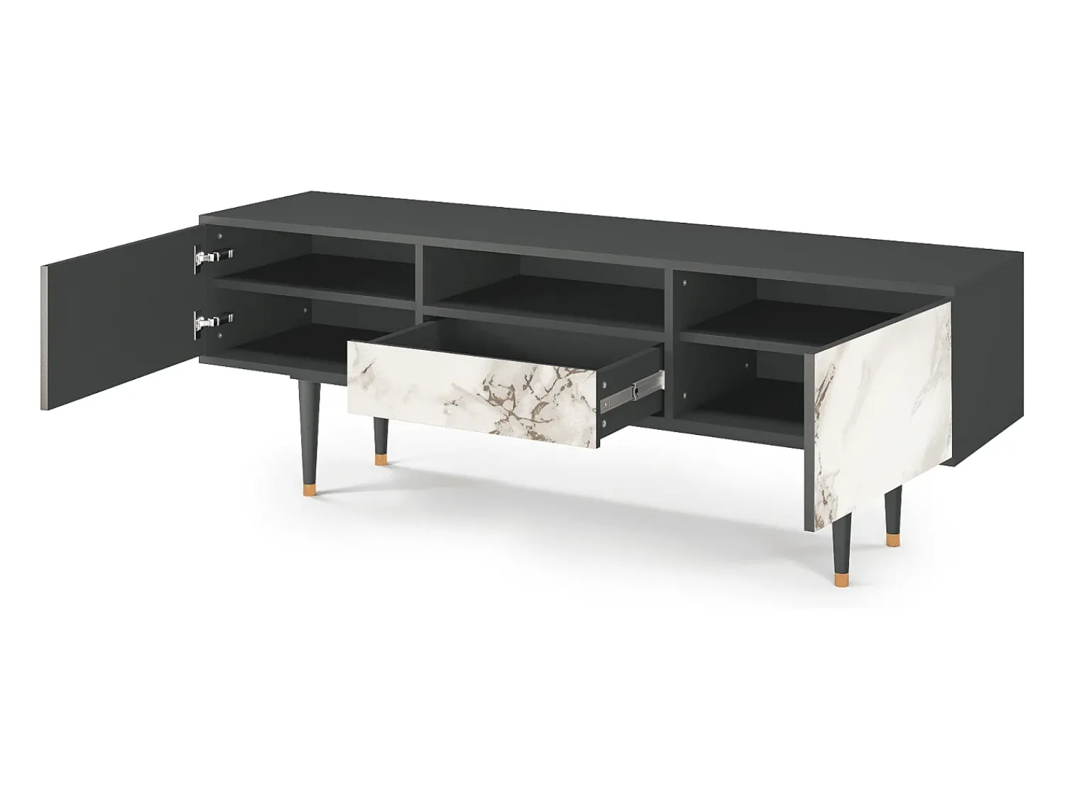 Móvel De Tv* Mueble de TV - 170х59х41 cm - T6 - Milk Marble, Antracite Cinza antracite
