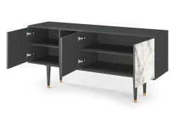 Móvel De Tv* Mueble de TV - 150х69х41 cm - T5 - Milk Marble, Antracite Cinza antracite