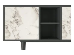 Móvel De Tv* Mueble de TV - 150х69х41 cm - T5 - Milk Marble, Antracite Cinza antracite