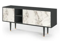 Móvel De Tv* Mueble de TV - 150х69х41 cm - T5 - Milk Marble, Antracite Cinza antracite