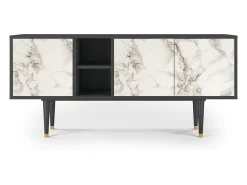 Móvel De Tv* Mueble de TV - 150х69х41 cm - T5 - Milk Marble, Antracite Cinza antracite