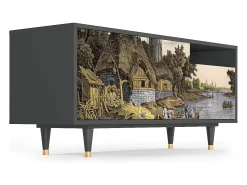 Móvel De Tv| Mueble de TV - 125х56х41 cm - T7 - Mill along a River, Antracite Cinza antracite