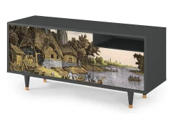 Móvel De Tv| Mueble de TV - 125х56х41 cm - T7 - Mill along a River, Antracite Cinza antracite